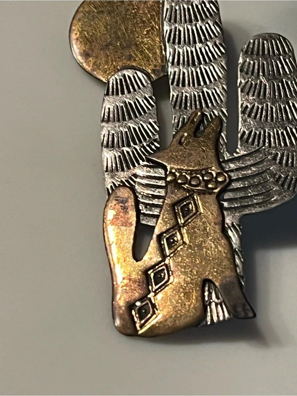 F Ramone Sterling Pin Cactus Coyote Native American